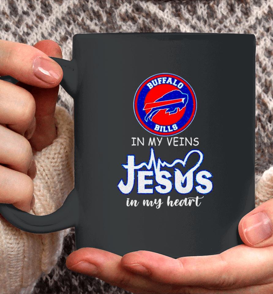 Buffalo Bills In My Veins Jesus In My Heart Diamond Coffee Mug