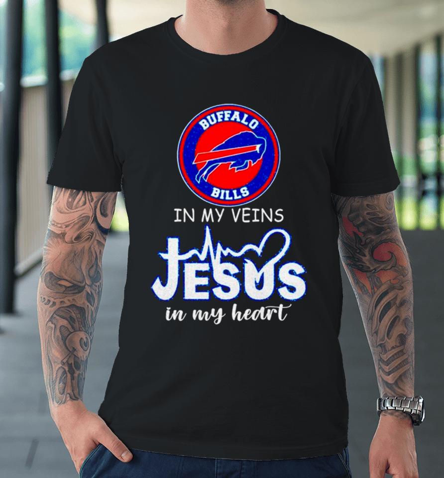 Buffalo Bills In My Veins Jesus In My Heart Diamond Premium T-Shirt