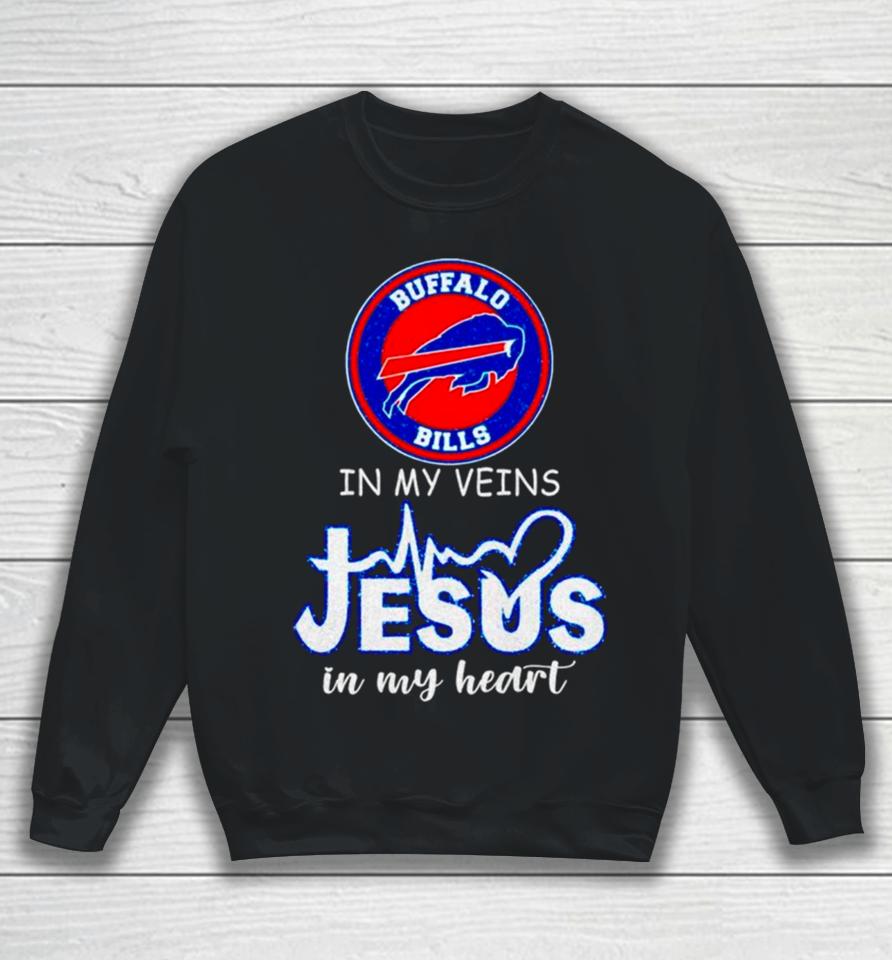 Buffalo Bills In My Veins Jesus In My Heart Diamond Sweatshirt