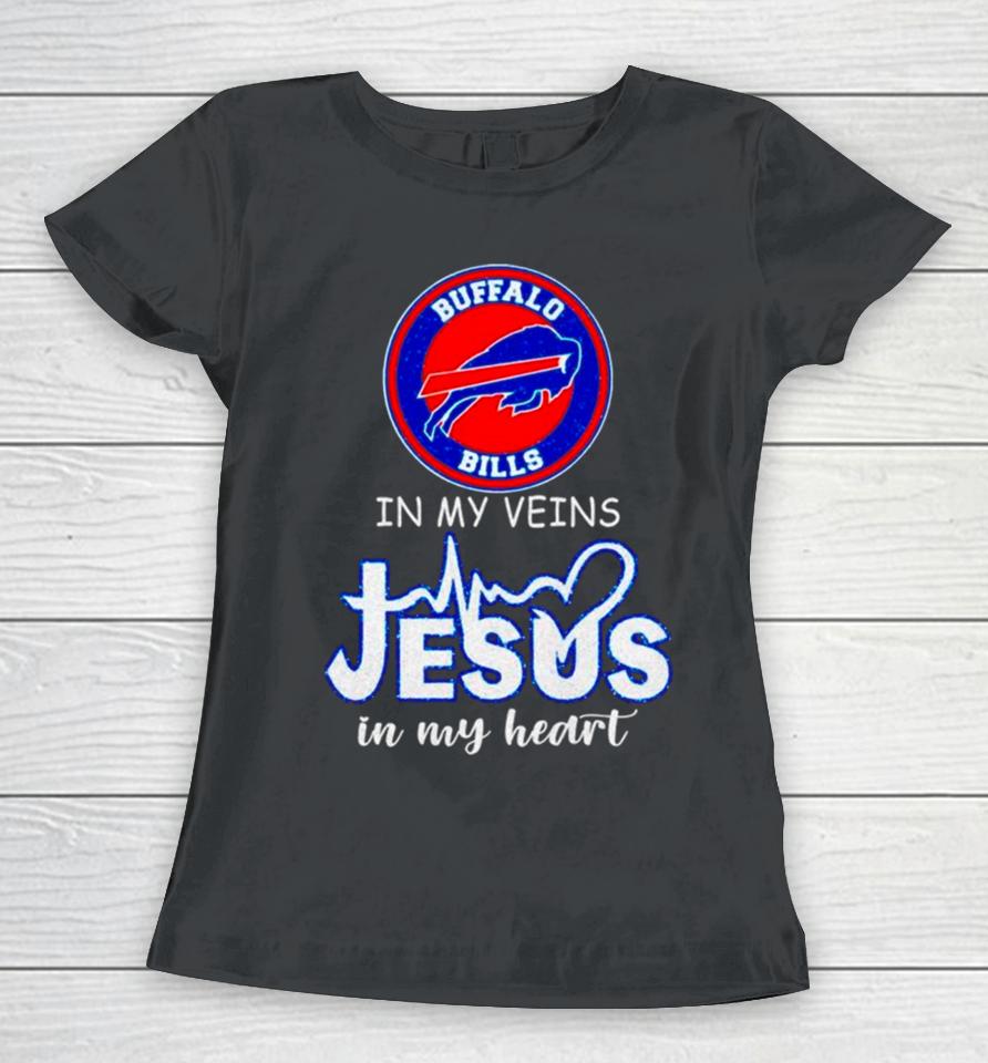 Buffalo Bills In My Veins Jesus In My Heart Diamond Women T-Shirt