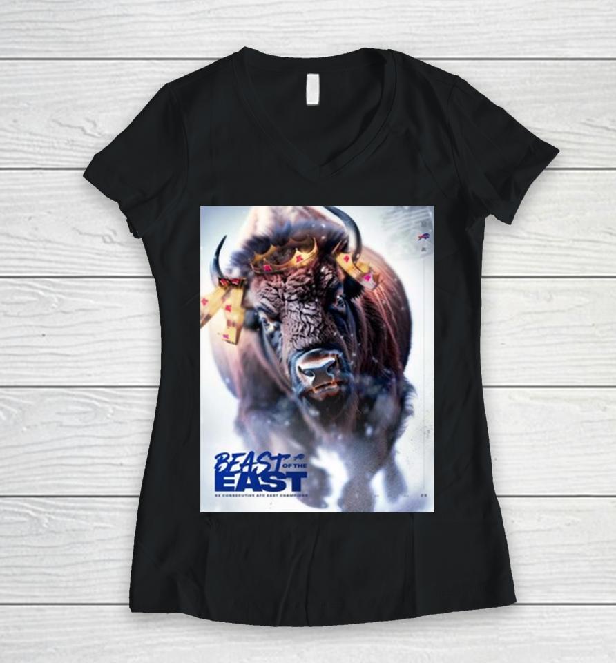 Buffalo Bills Is Beast Of The East With 4X Consecutive Afc East Champions Nfl Women V-Neck T-Shirt