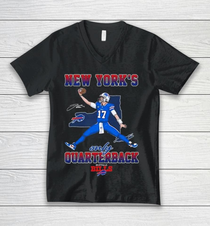 Buffalo Bills John Allen New York’s Only Quarterback Signature Unisex V-Neck T-Shirt