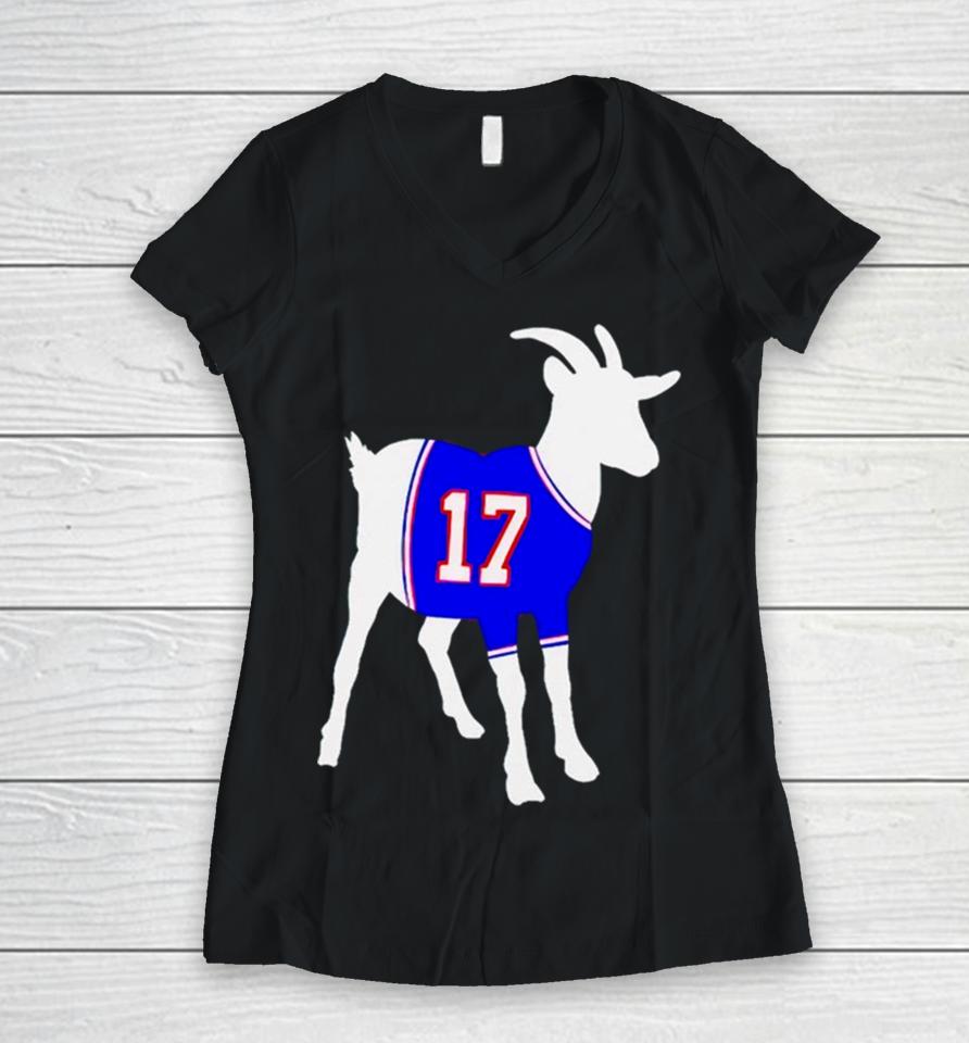 Buffalo Bills Josh Allen 17 Goat Women V-Neck T-Shirt