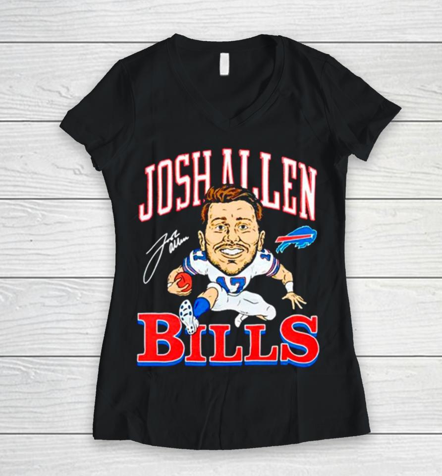 Buffalo Bills Josh Allen Signature Women V-Neck T-Shirt