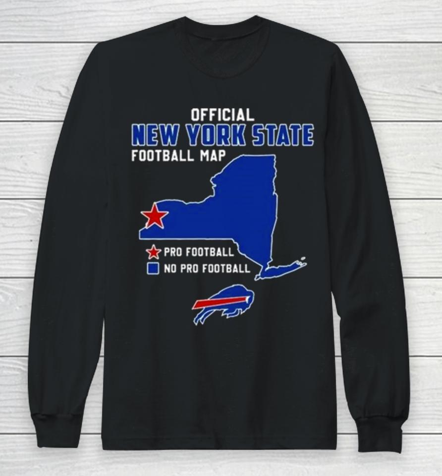 Buffalo Bills Official New York State Football Map Pro Football 2023 Long Sleeve T-Shirt