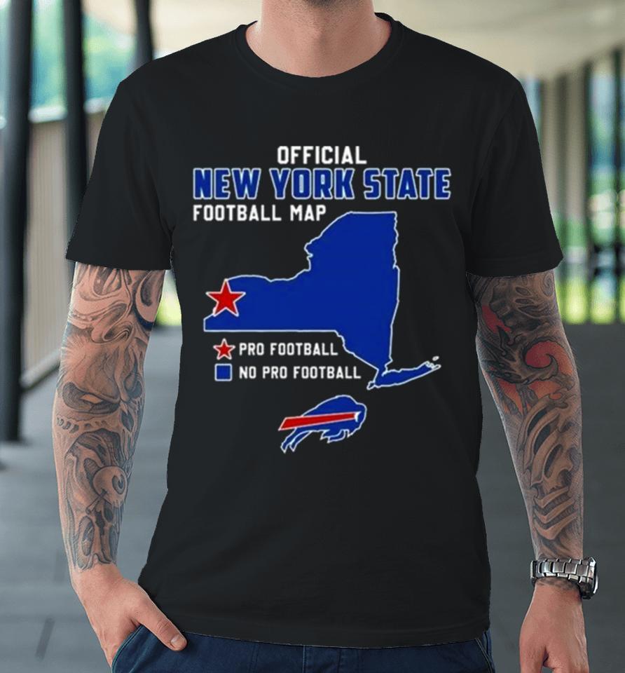 Buffalo Bills Official New York State Football Map Pro Football 2023 Premium T-Shirt