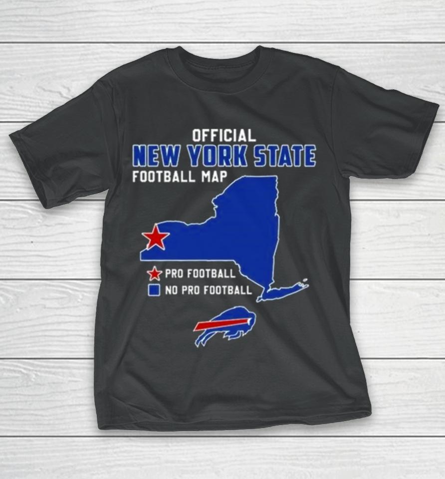 Buffalo Bills Official New York State Football Map Pro Football 2023 T-Shirt