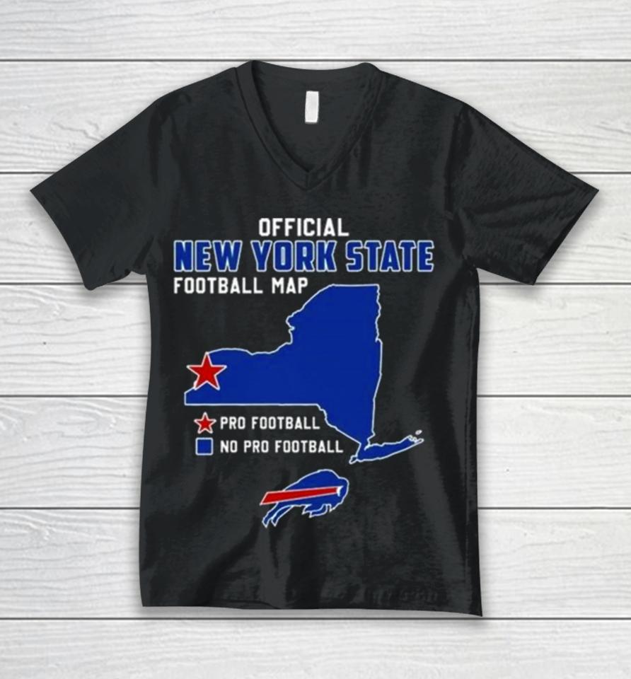 Buffalo Bills Official New York State Football Map Pro Football 2023 Unisex V-Neck T-Shirt
