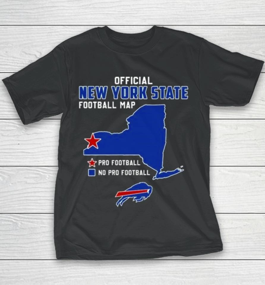 Buffalo Bills Official New York State Football Map Pro Football 2023 Youth T-Shirt