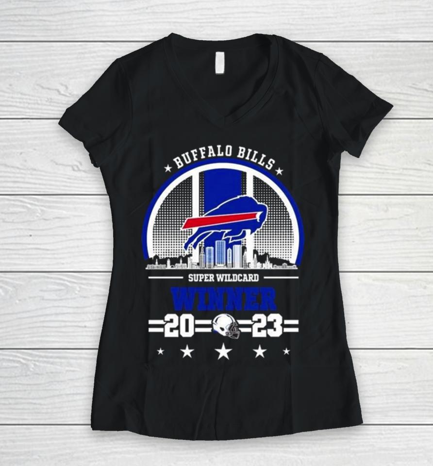 Buffalo Bills Super Wild Card Winner Nfl Playoff Season 2023 2024 Women V-Neck T-Shirt