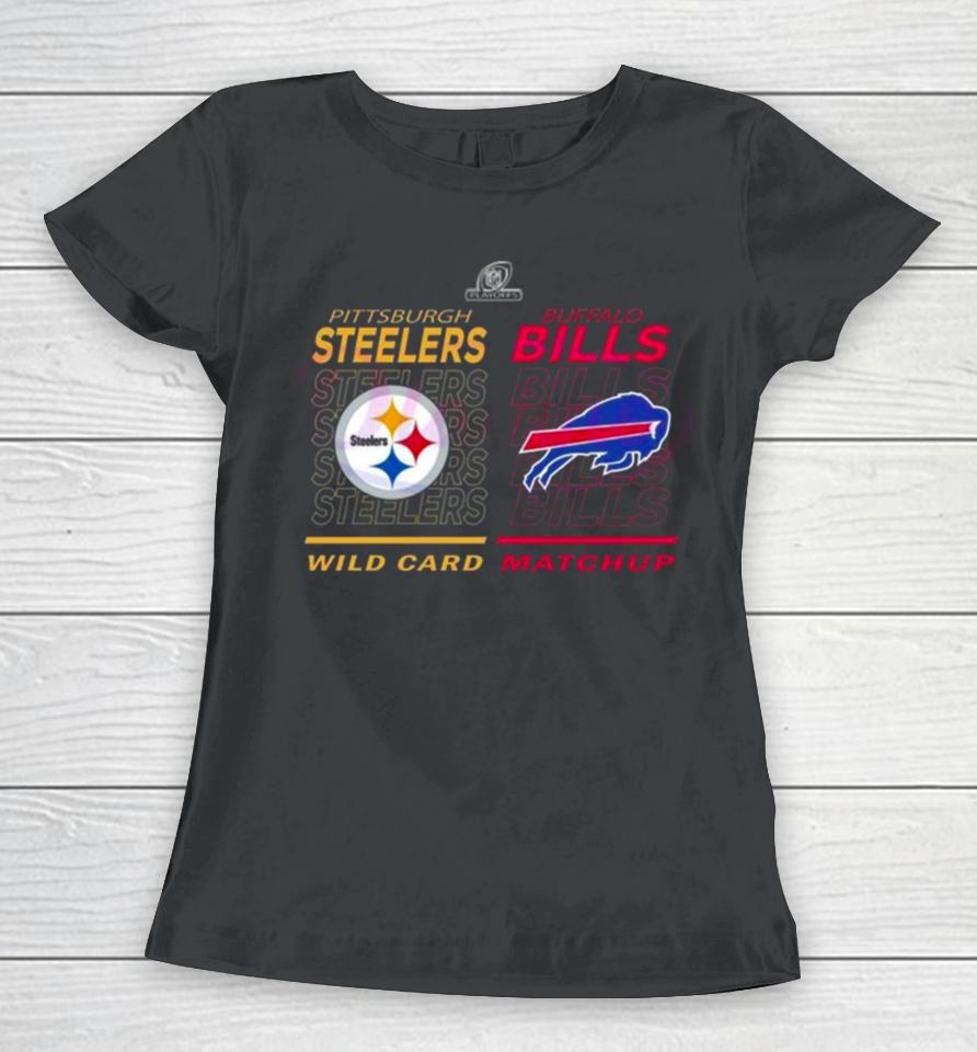 Buffalo Bills Vs Pittsburgh Steelers Nfl Playoffs 2024 Wild Card Matchup Women T-Shirt