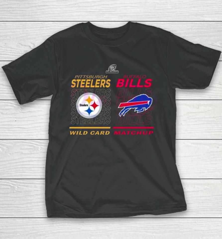 Buffalo Bills Vs Pittsburgh Steelers Nfl Playoffs 2024 Wild Card Matchup Youth T-Shirt