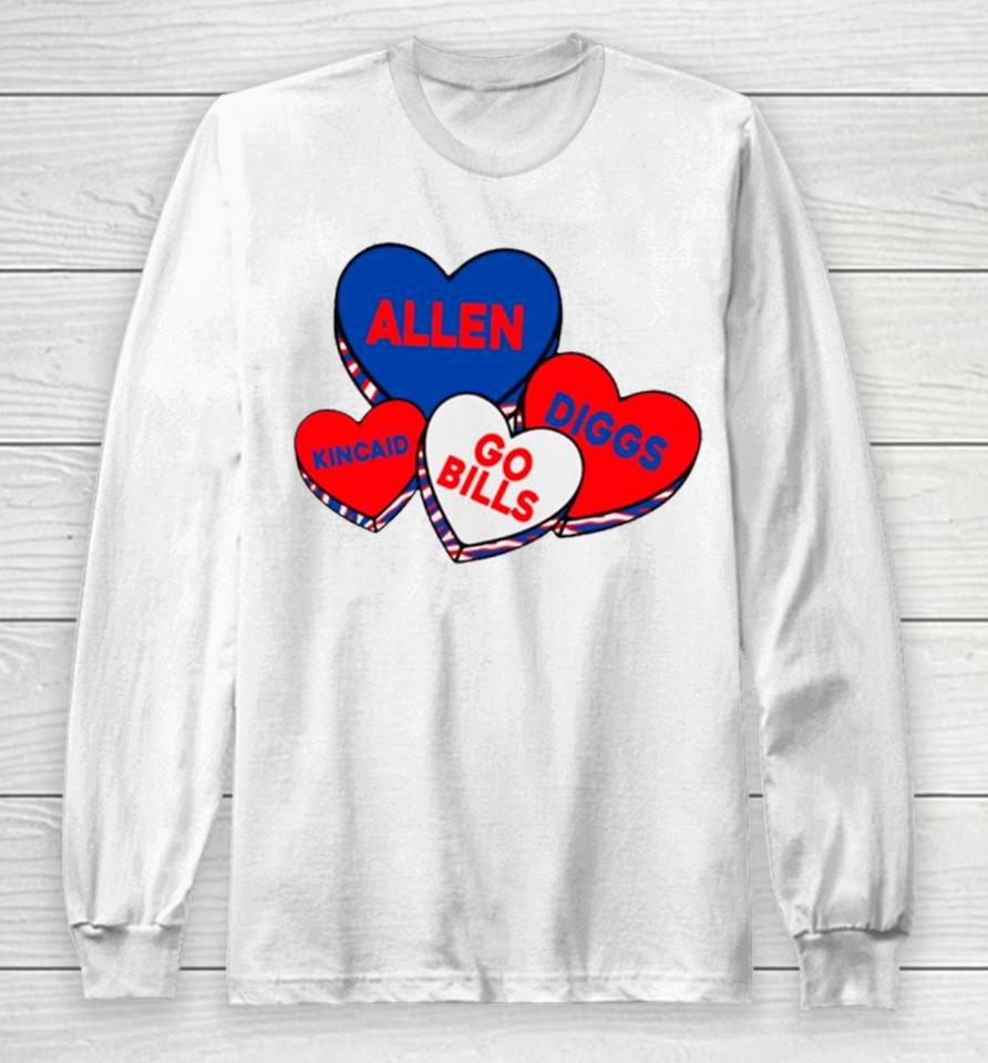 Buffalo Valentine Hearts Go Bills Long Sleeve T-Shirt