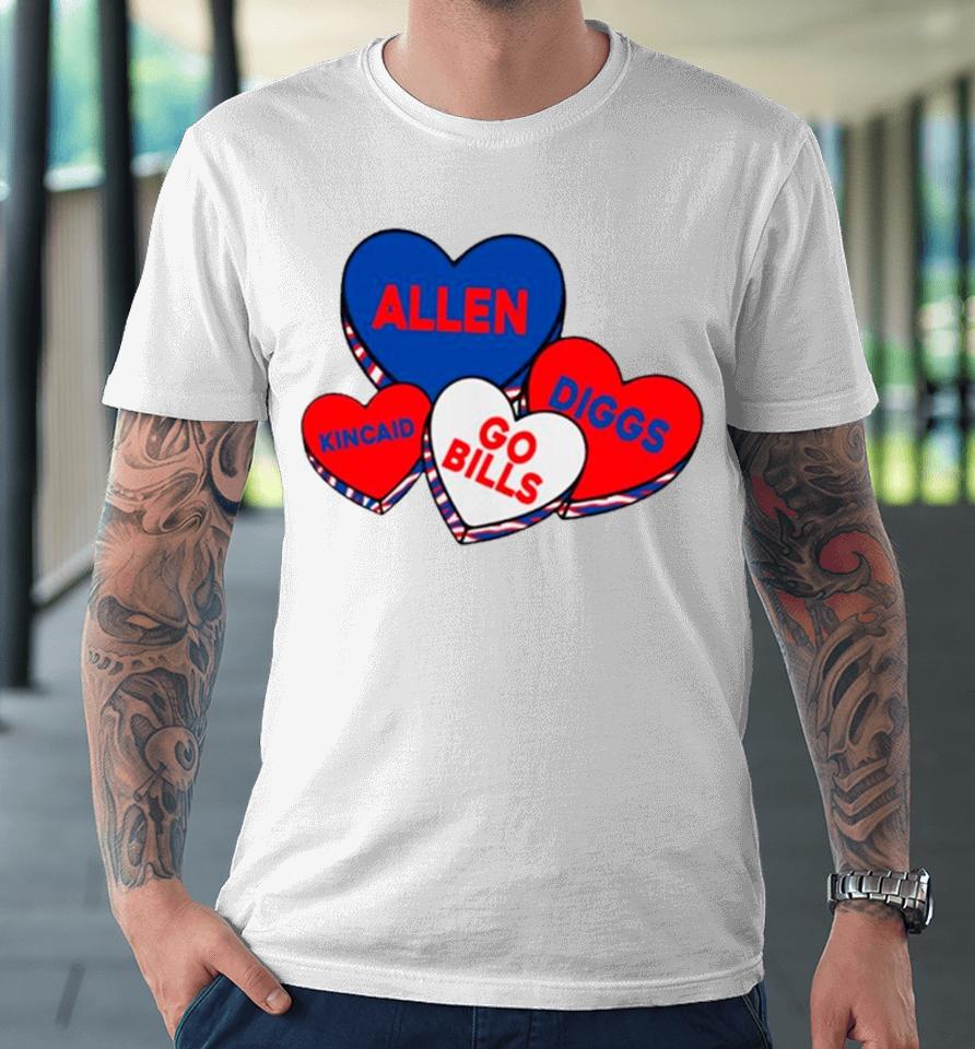 Buffalo Valentine Hearts Go Bills Premium T-Shirt