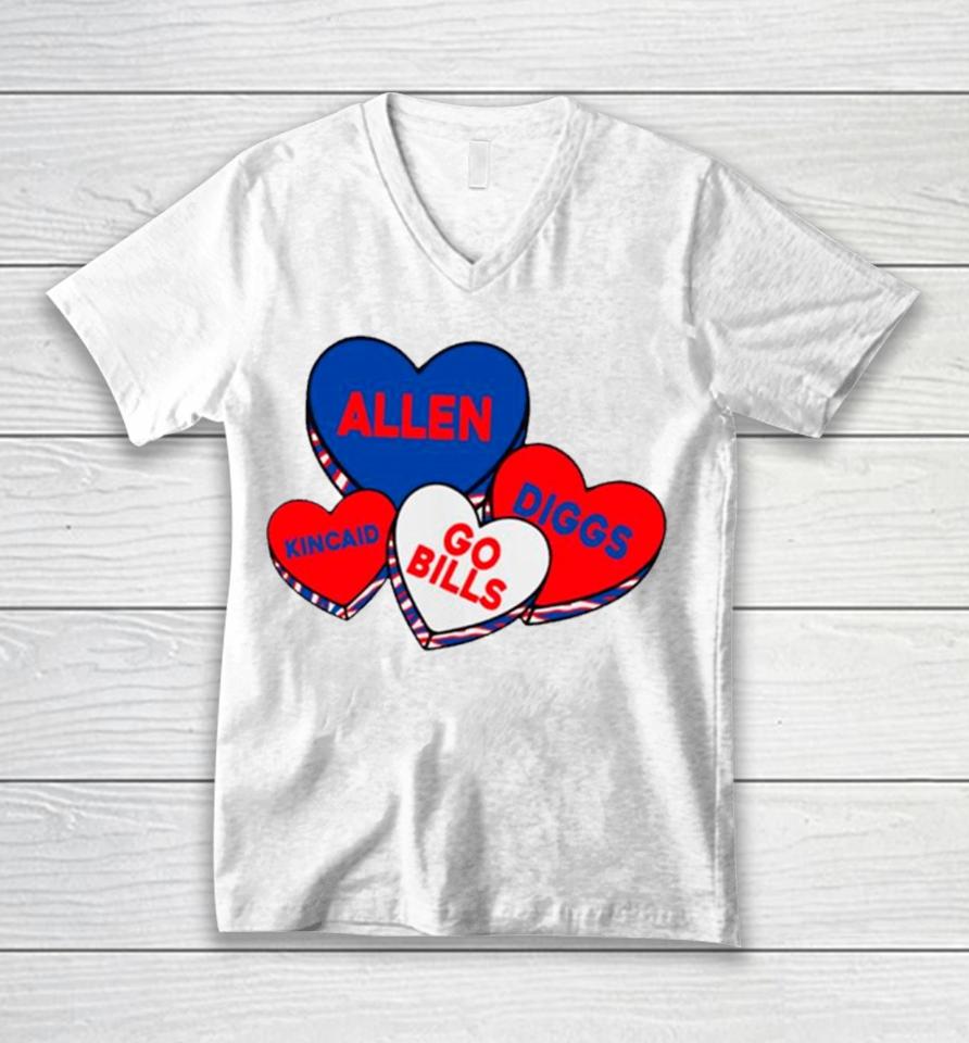 Buffalo Valentine Hearts Go Bills Unisex V-Neck T-Shirt