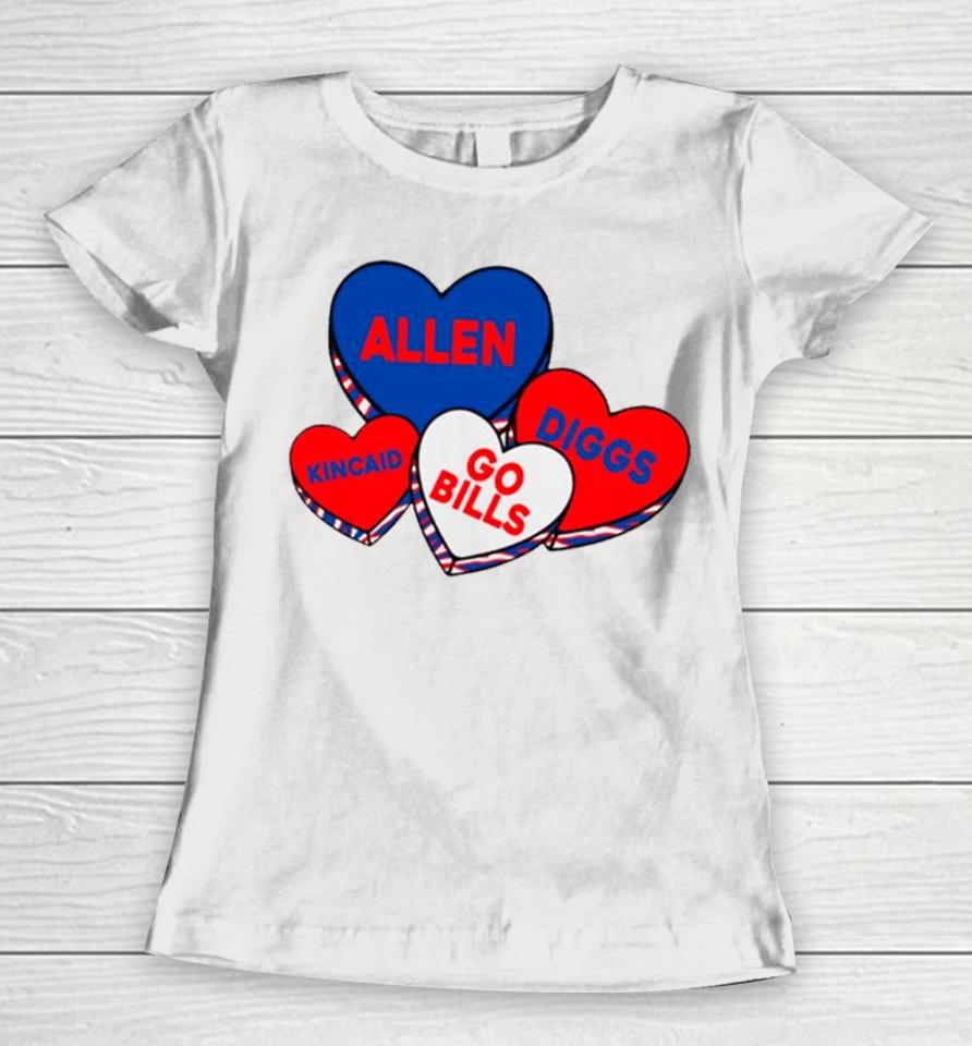 Buffalo Valentine Hearts Go Bills Women T-Shirt