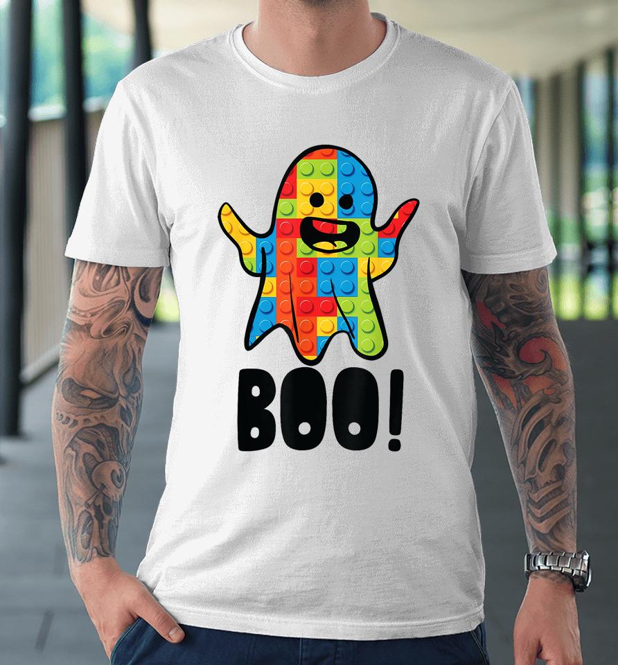Building Blocks Ghost Boo Master Builder Halloween Costume Premium T-Shirt