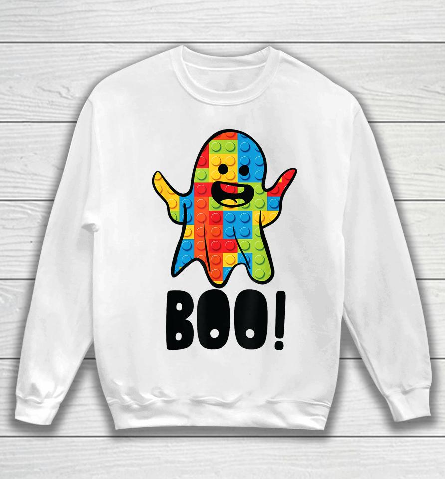 Building Blocks Ghost Boo Master Builder Halloween Costume Sweatshirt