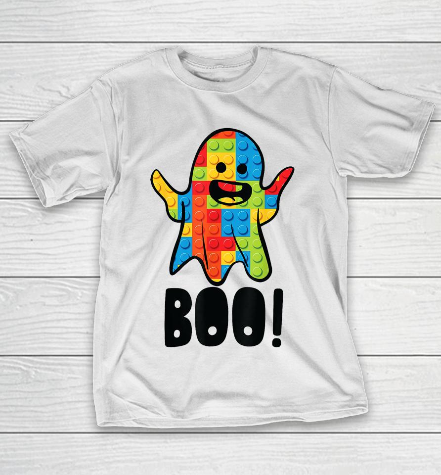 Building Blocks Ghost Boo Master Builder Halloween Costume T-Shirt