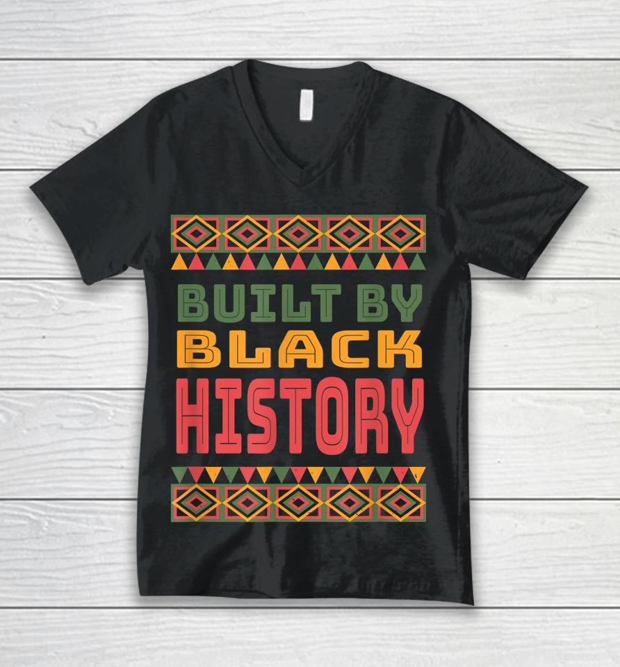 Built By Black History Month Pan African Flag Tribal Print Unisex V-Neck T-Shirt