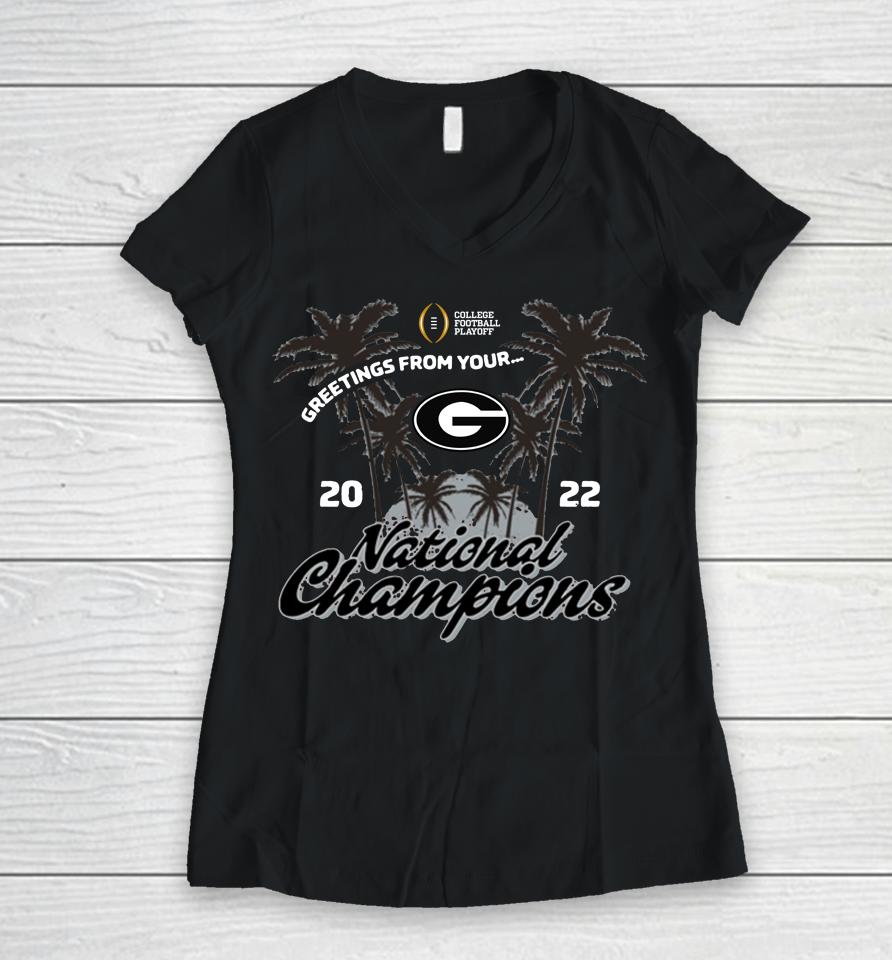 Bulldogs College Football Playoff 2023 National Champions Women V-Neck T-Shirt