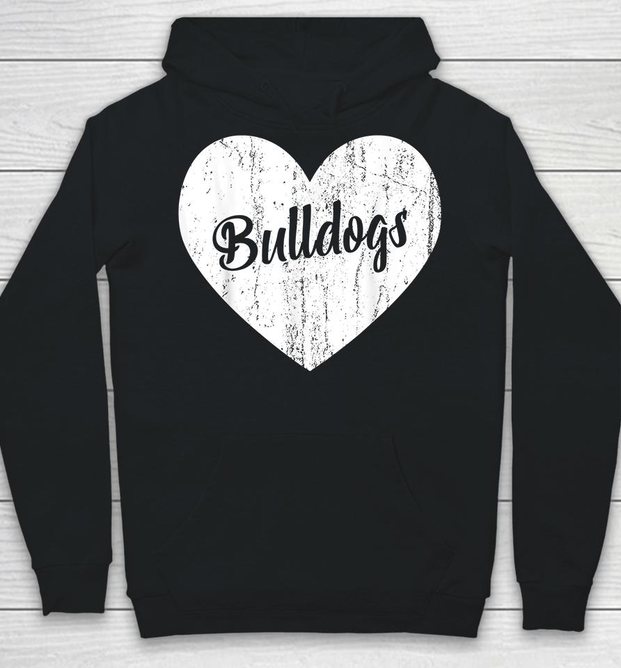 Bulldogs School Sports Fan Team Spirit Mascot Heart Gift Hoodie