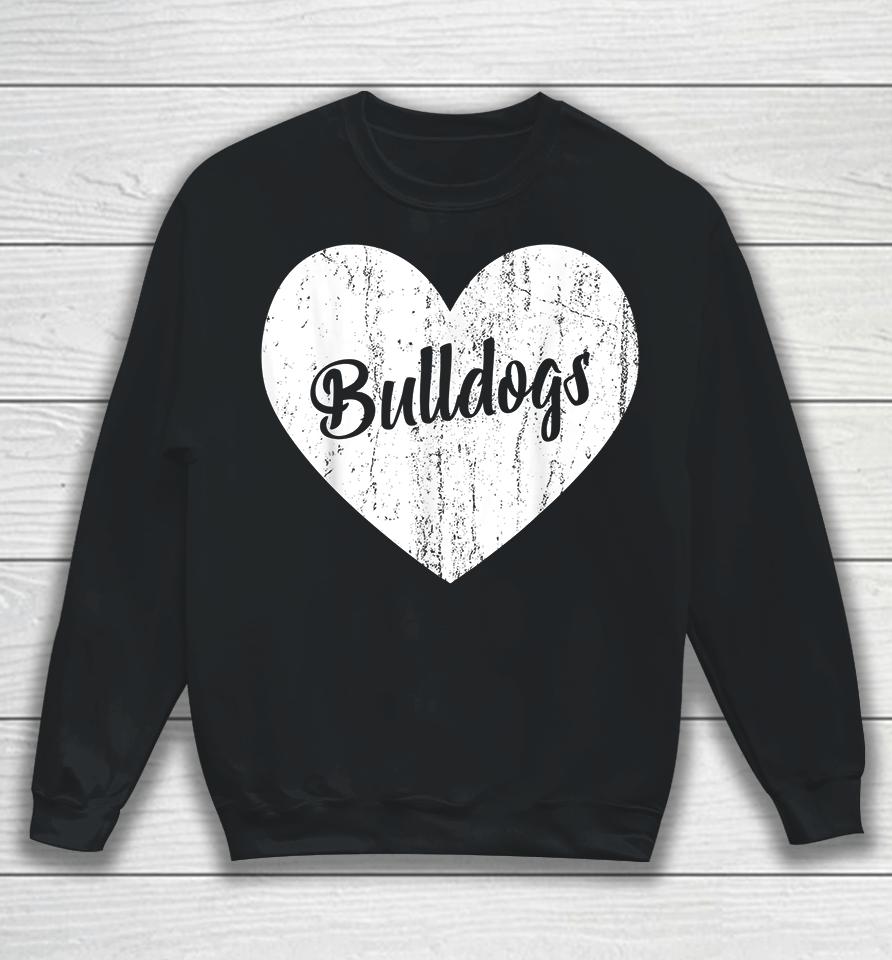 Bulldogs School Sports Fan Team Spirit Mascot Heart Gift Sweatshirt