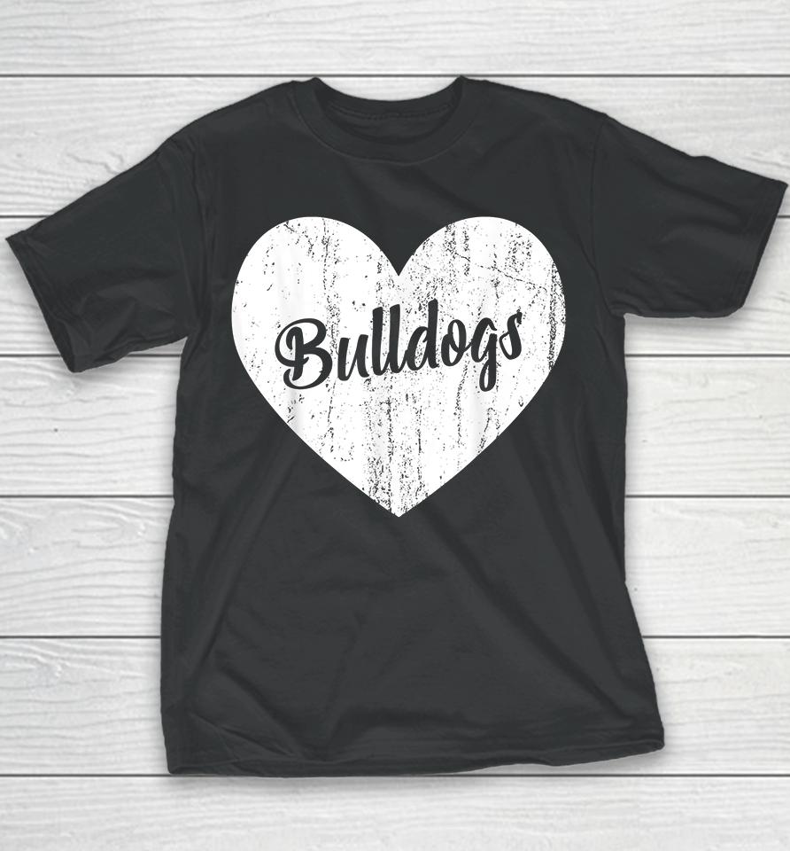 Bulldogs School Sports Fan Team Spirit Mascot Heart Gift Youth T-Shirt