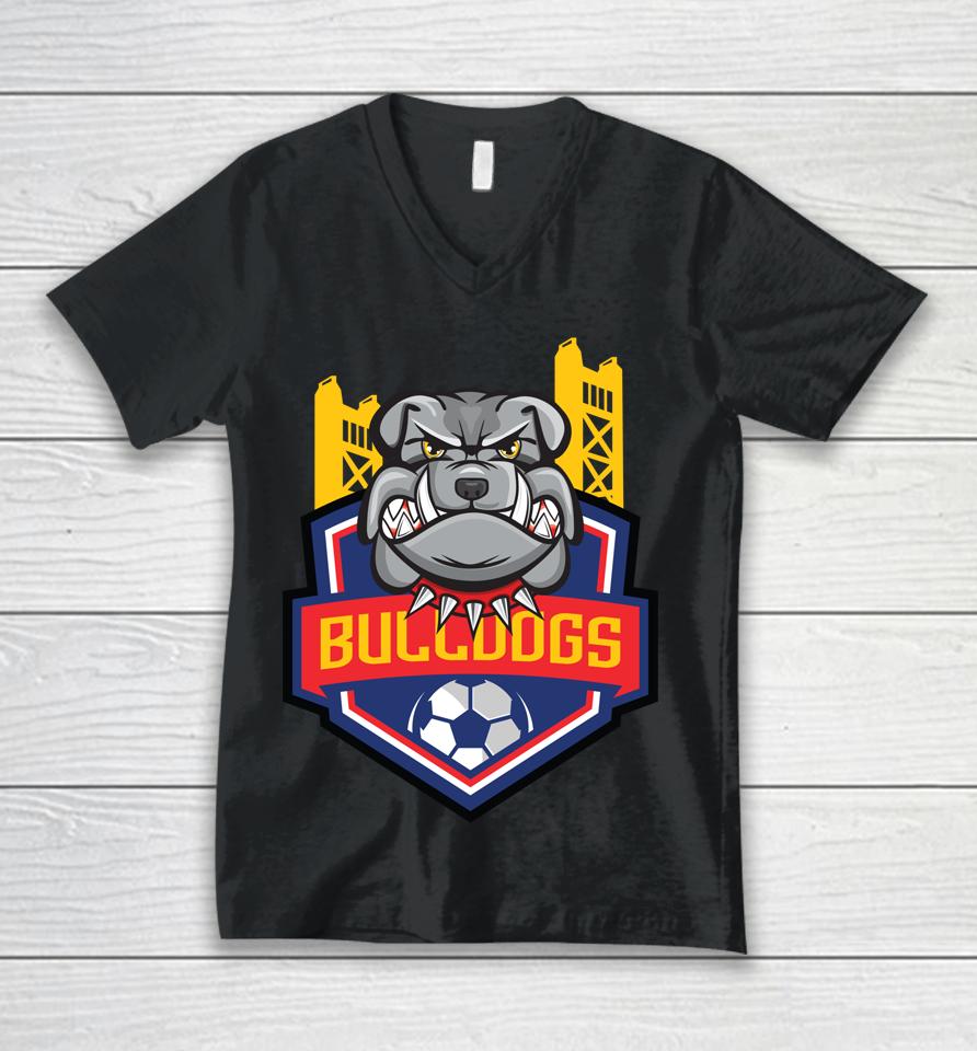Bulldogs Soccer Unisex V-Neck T-Shirt