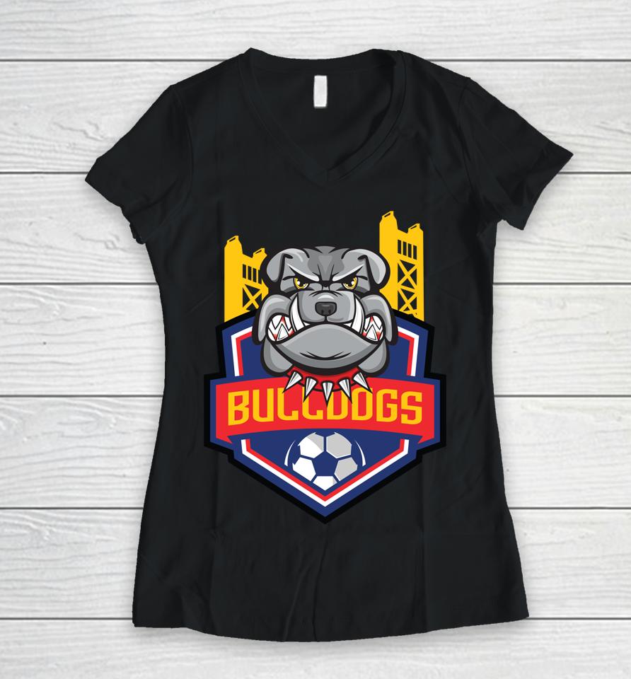 Bulldogs Soccer Women V-Neck T-Shirt