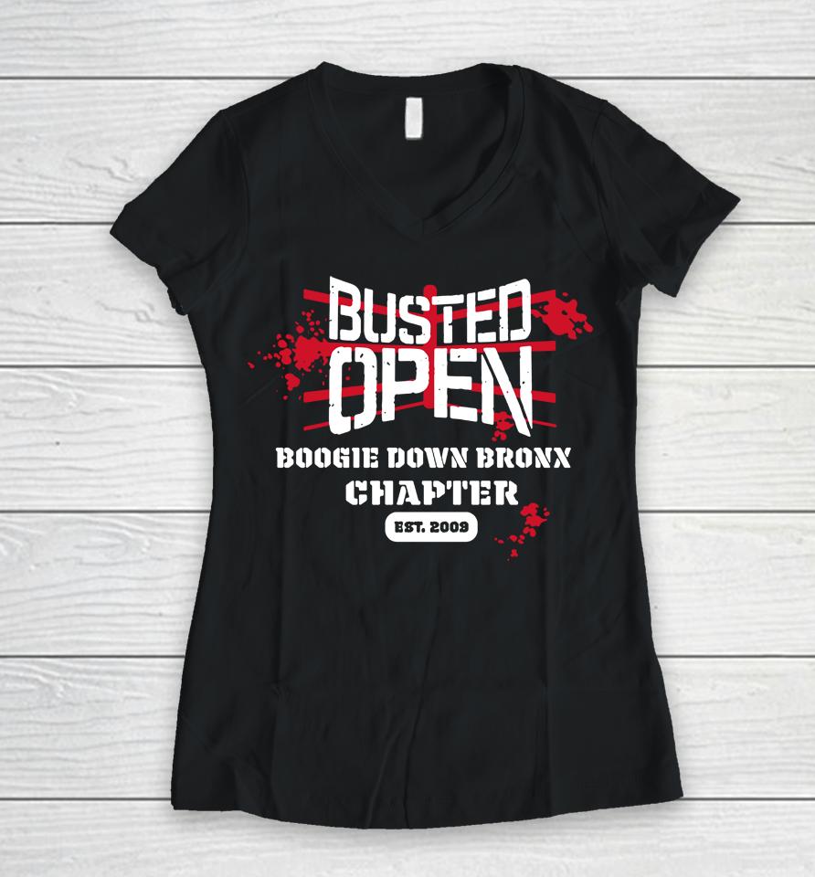 Bully Ray Busted Open Boogie Down Bronx Chapter Women V-Neck T-Shirt