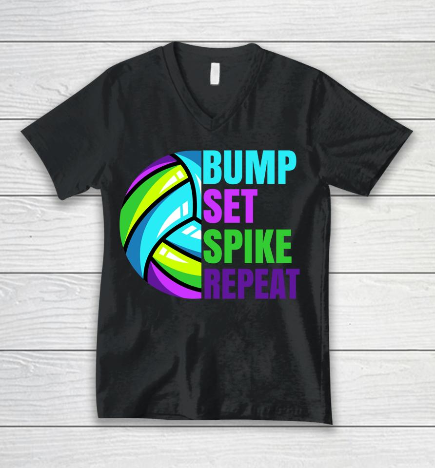 Bump Set Spike Repeat Volleyball Unisex V-Neck T-Shirt
