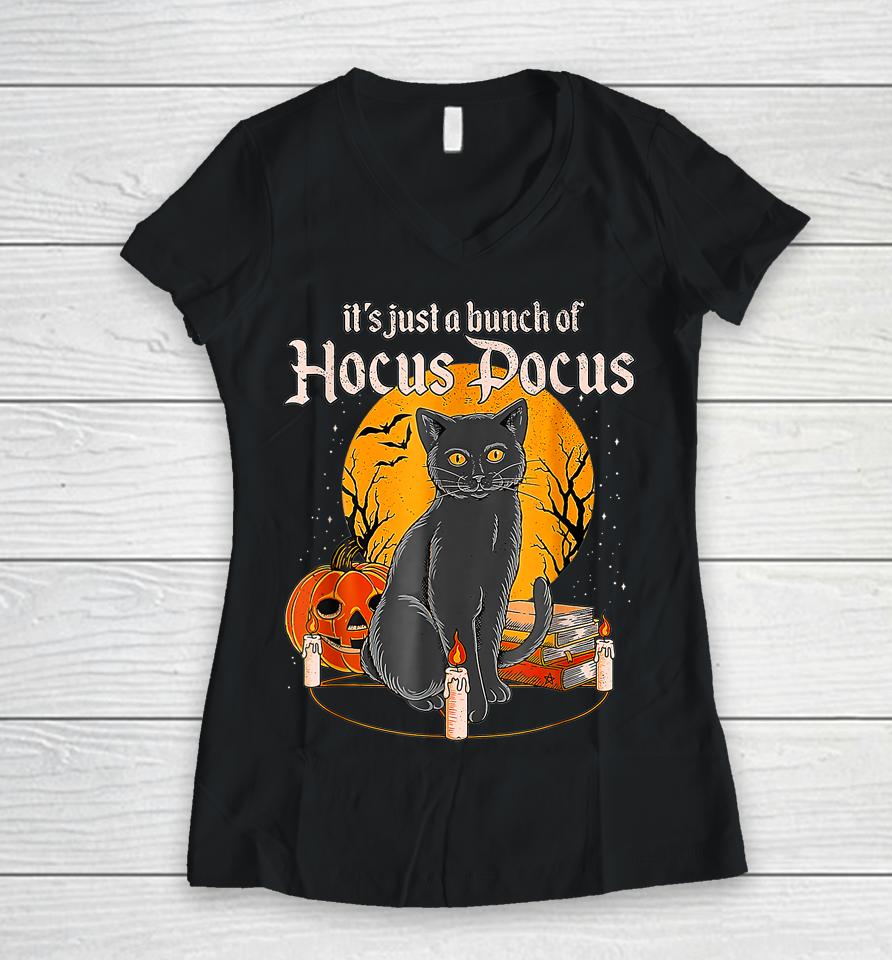 Bunch Of Hocus Pocus Cat Gift Women V-Neck T-Shirt