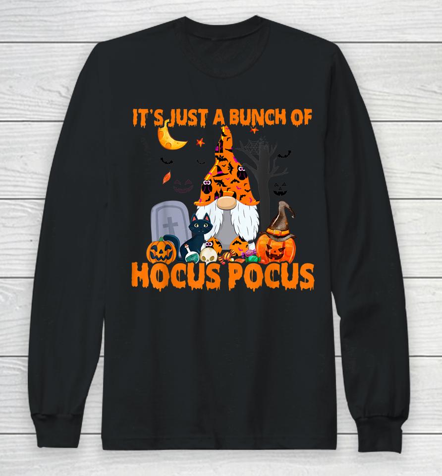 Bunch Of Hocus Pocus Pumpkin Gnome Bats Scary Cat Long Sleeve T-Shirt
