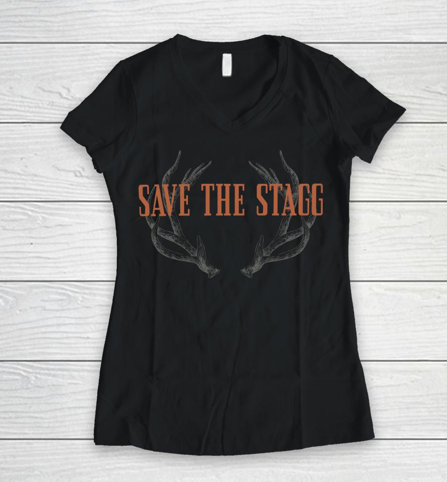 Bunker Branding Co Shop Jeremy Siers Save The Stagg Women V-Neck T-Shirt