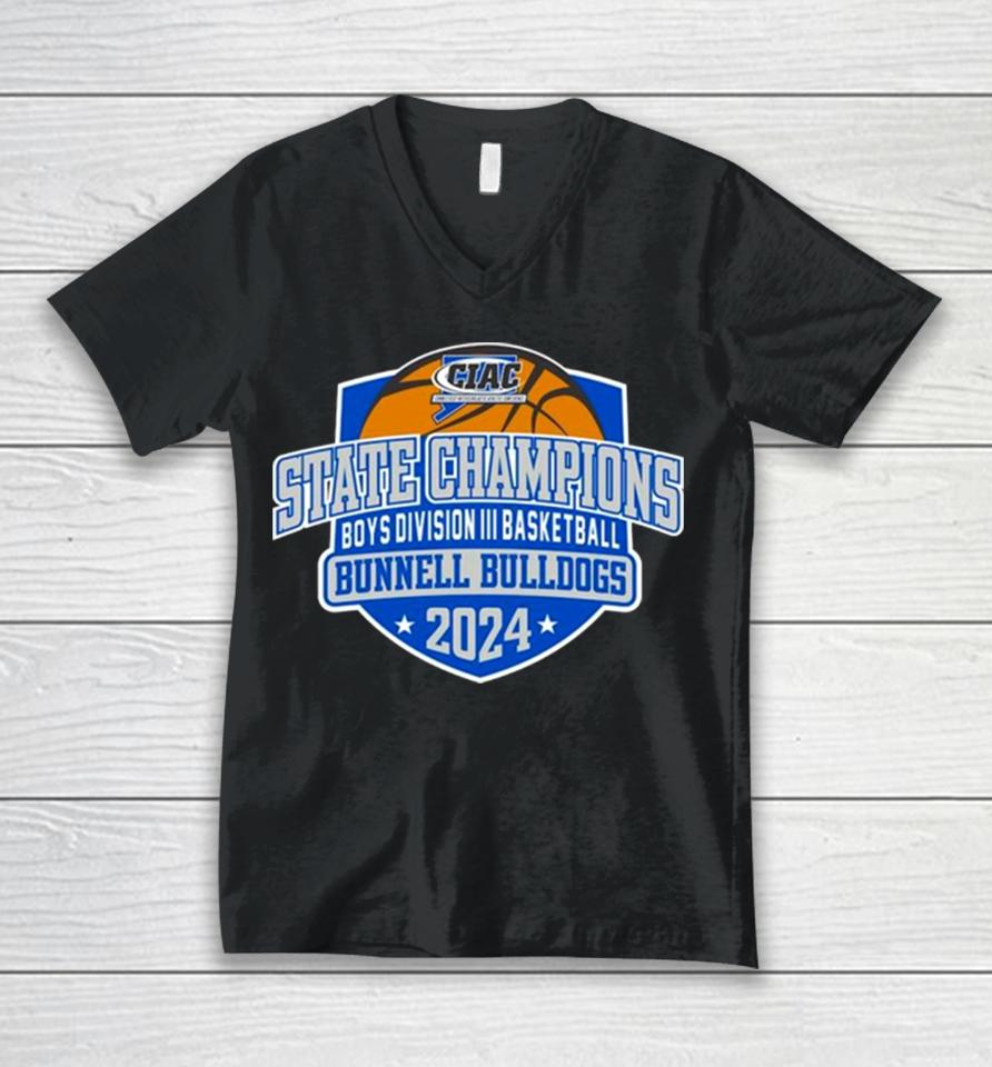 Bunnell Bulldogs 2024 Ciac Boys Division Iii Basketball State Champions Unisex V-Neck T-Shirt
