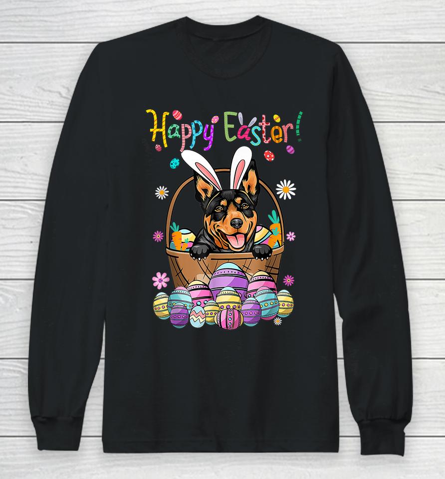 Bunny Australian Kelpie Dog Happy Easter Day With Easter Long Sleeve T-Shirt