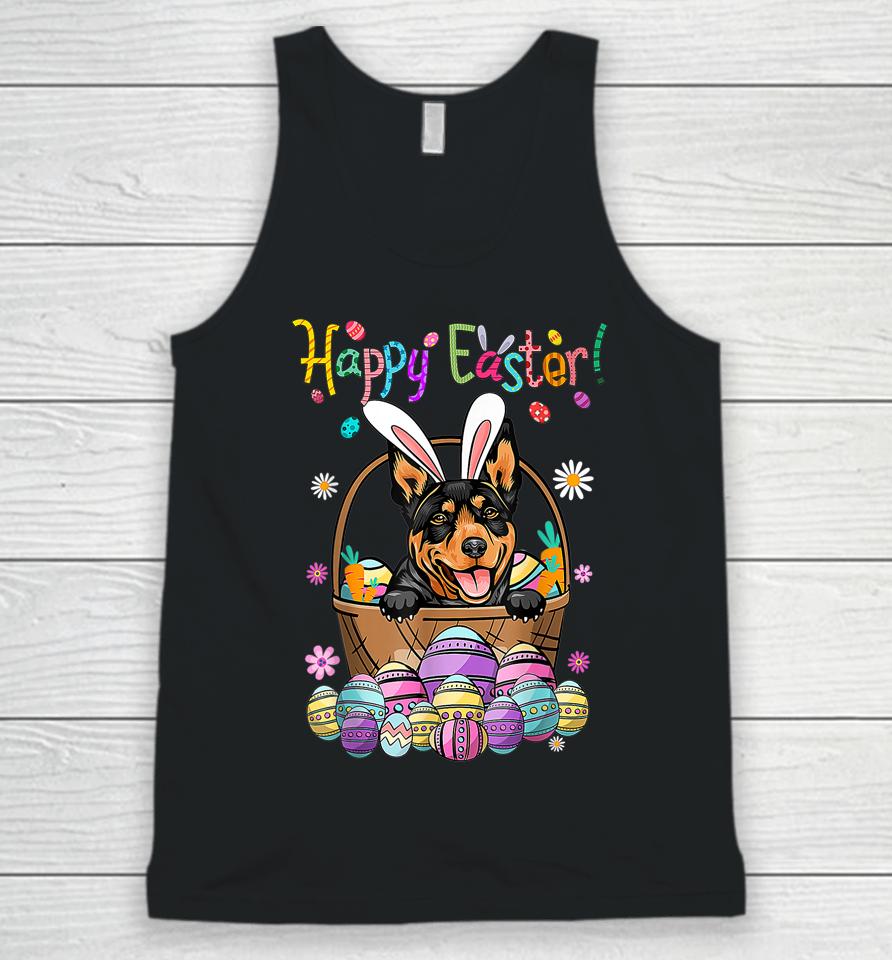 Bunny Australian Kelpie Dog Happy Easter Day With Easter Unisex Tank Top