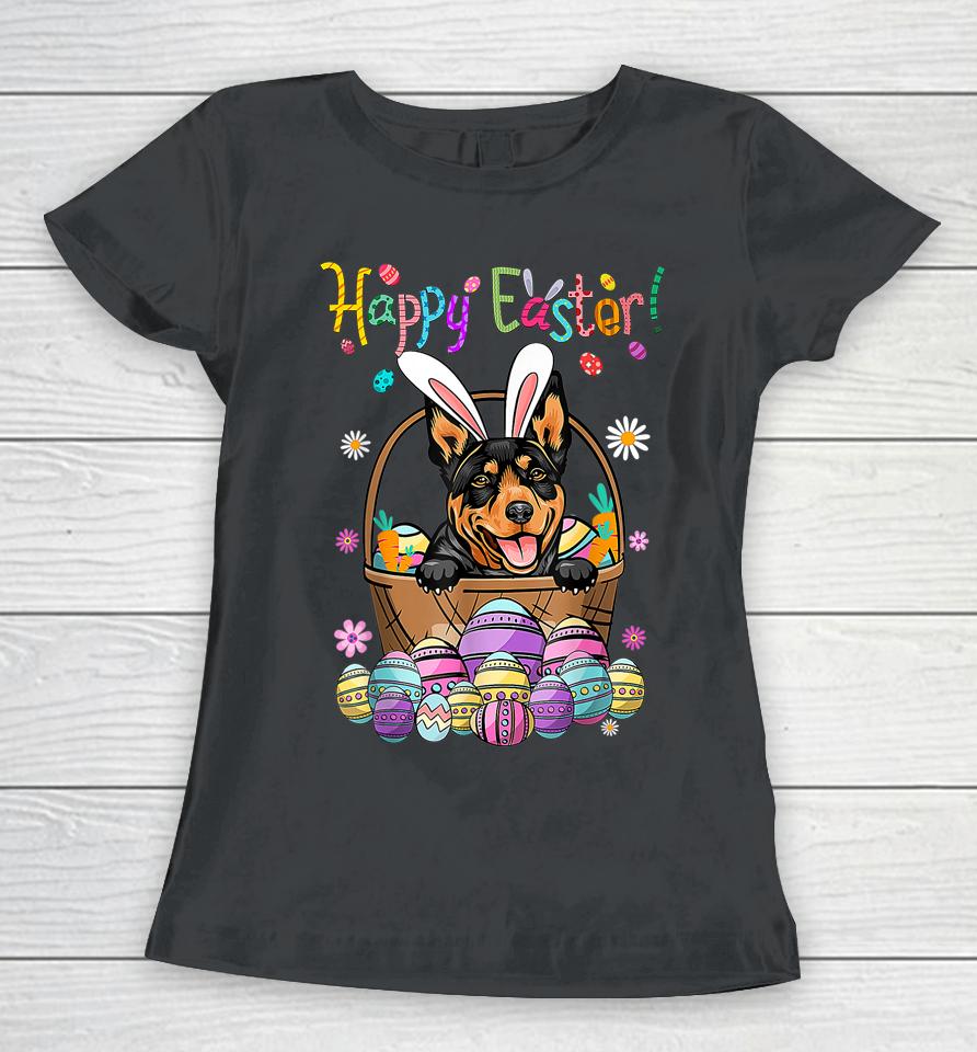 Bunny Australian Kelpie Dog Happy Easter Day With Easter Women T-Shirt