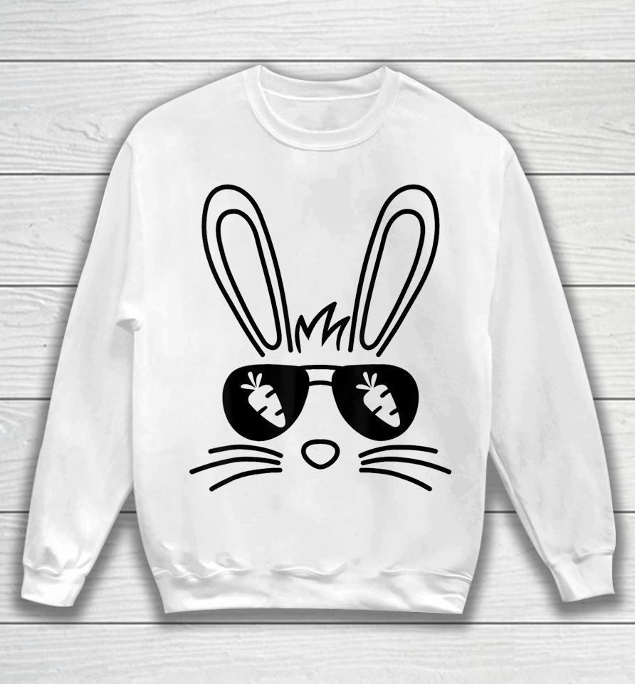 Bunny Face Easter Day Sunglasses Carrot For Boys Girls Kids Sweatshirt