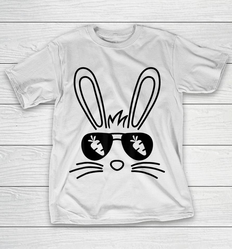 Bunny Face Easter Day Sunglasses Carrot For Boys Girls Kids T-Shirt