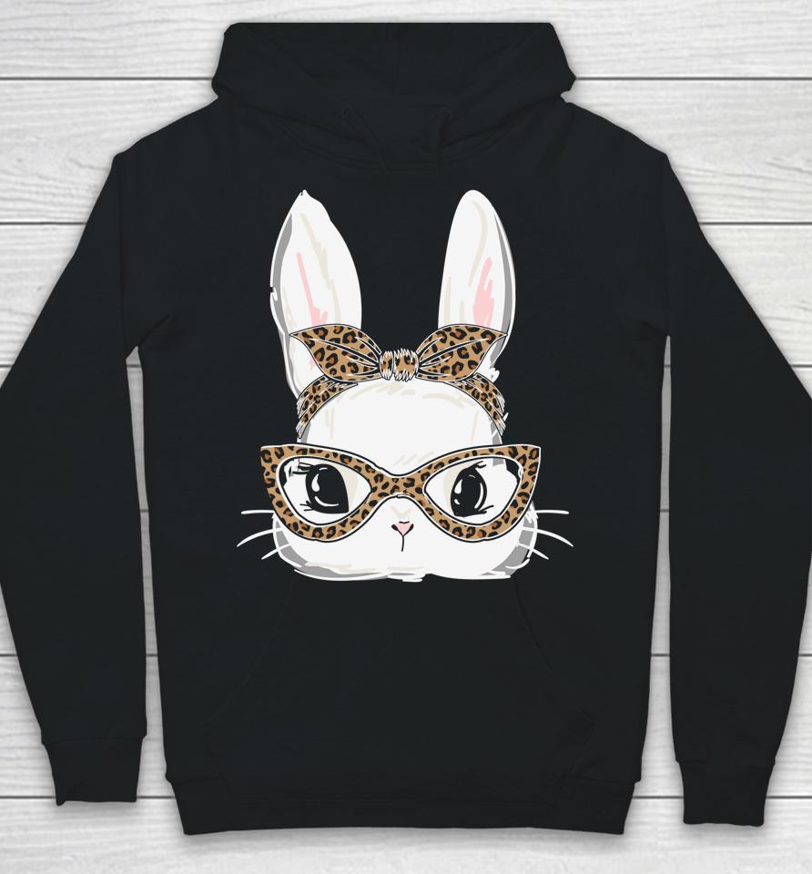 Bunny Face Leopard Glasses Headband Women Happy Easter Day Hoodie