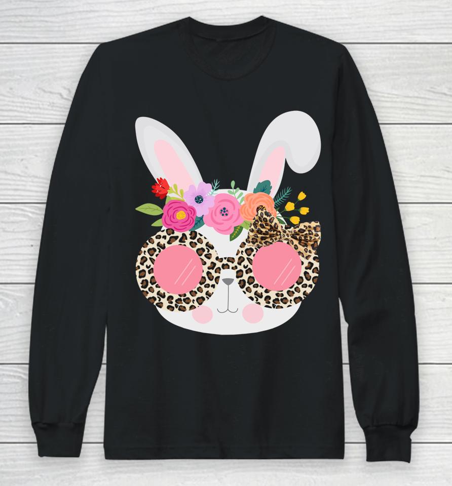 Bunny Face Leopart Print Easter Basket Stuffer For Teen Girl Long Sleeve T-Shirt