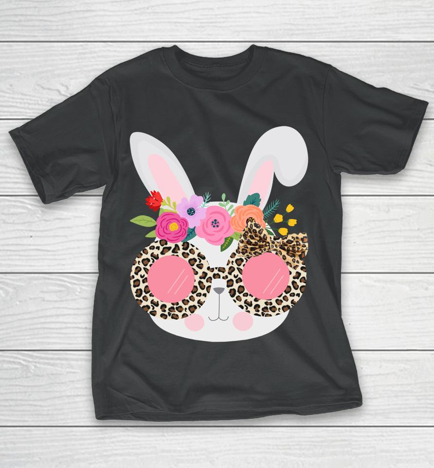 Bunny Face Leopart Print Easter Basket Stuffer For Teen Girl T-Shirt