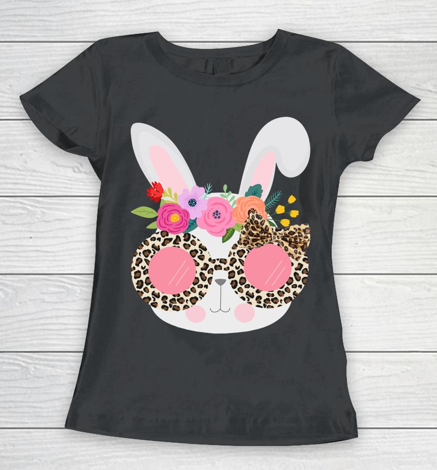 Bunny Face Leopart Print Easter Basket Stuffer For Teen Girl Women T-Shirt
