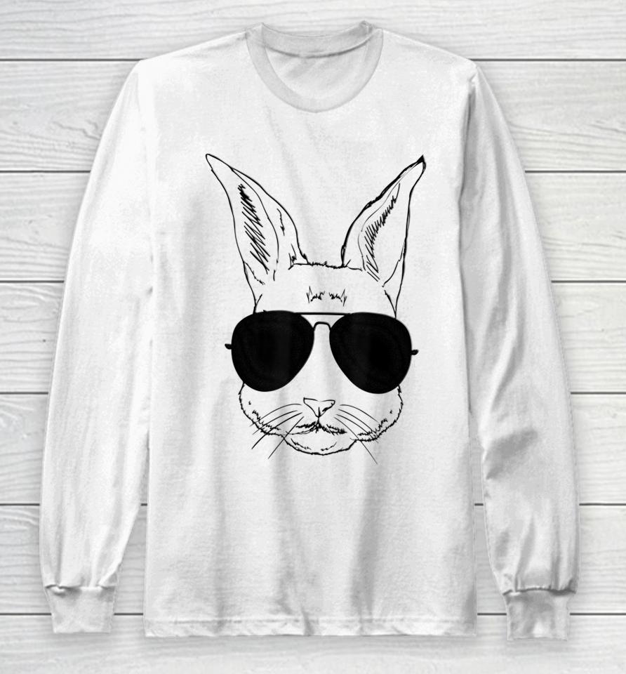 Bunny Face With Sunglasses Easter Day Long Sleeve T-Shirt
