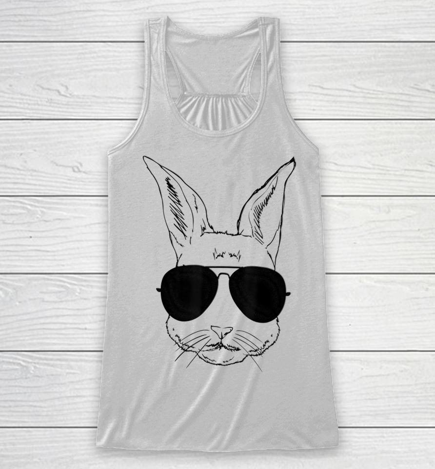 Bunny Face With Sunglasses Easter Day Racerback Tank