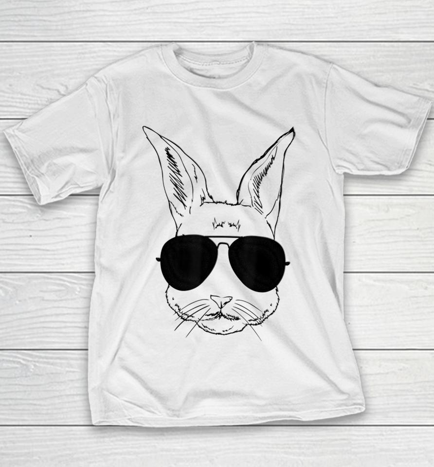 Bunny Face With Sunglasses Easter Day Youth T-Shirt