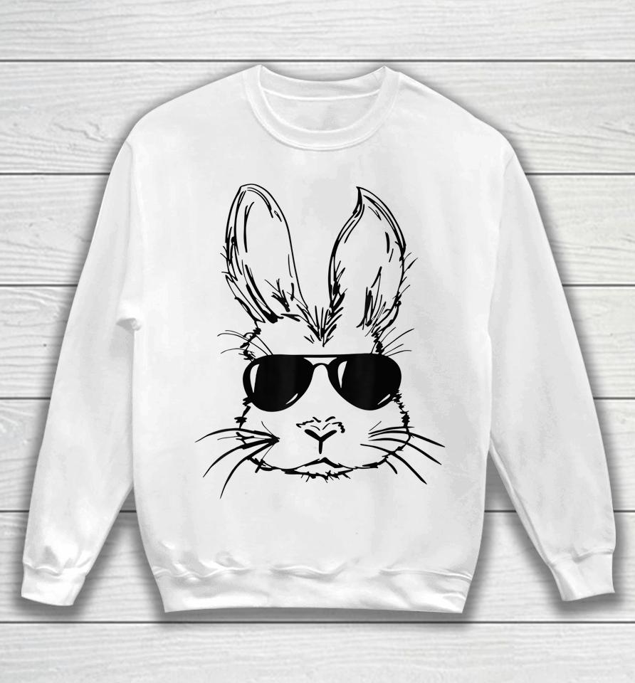 Bunny Face With Sunglasses Easter Day Sweatshirt