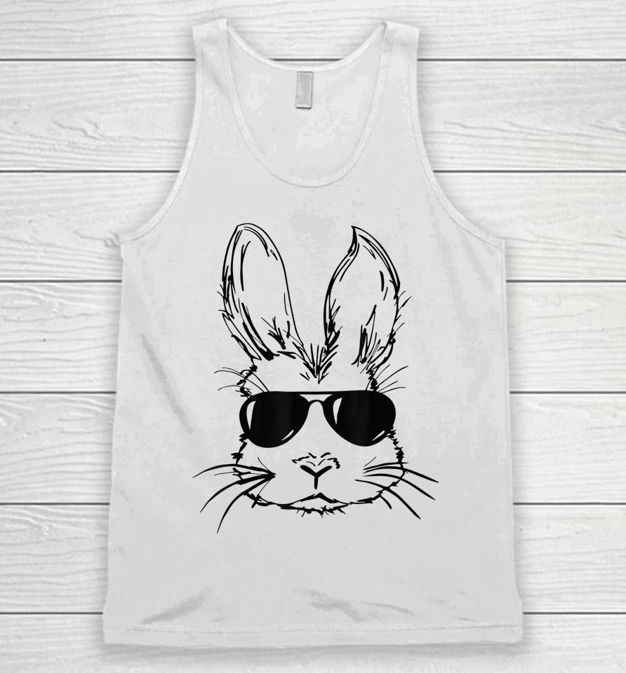 Bunny Face With Sunglasses Easter Day Unisex Tank Top